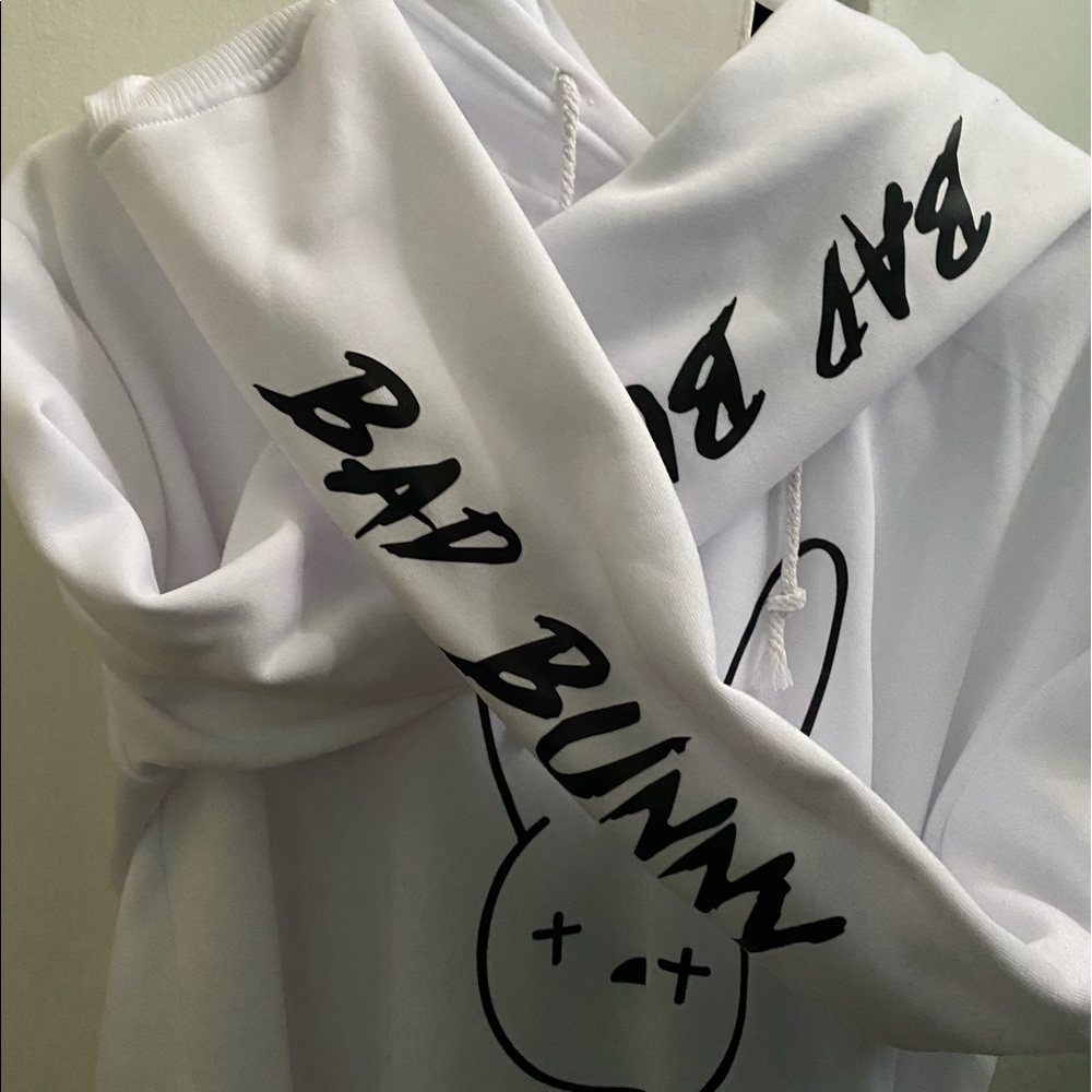 bad bunny white hoodie